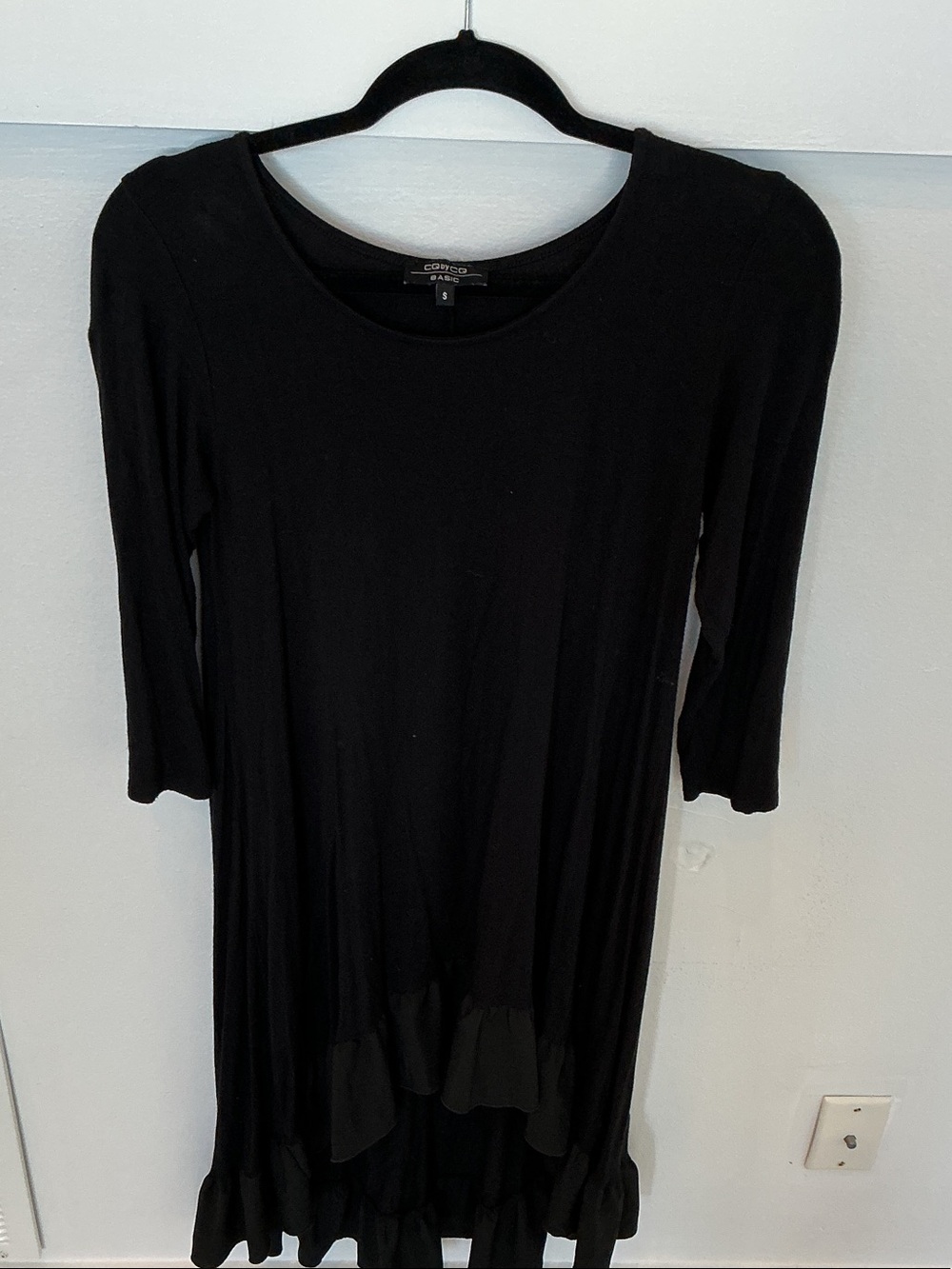 Cqbycq Black Ruffle-Hem Scoop Neck Tunic Dress